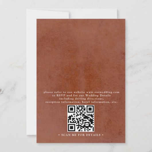 Pampas Grass Floral Terracotta QR Code Wedding 招待状 (裏面)