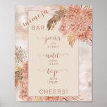 Pampas Grass Hydrangeas Bridal Shower Mimosa Sign ポスター<br><div class="desc">Earthy bohemian watercolor dried blush hydrangeas,  allium and pampas grass floral "Mimosa" design.  Composite design by Holiday Hearts Designs (rights reserved).</div>