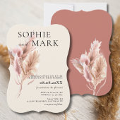 Pampas Grass Rustic Boho Mauve Pink 招待状