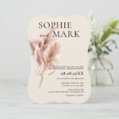 Pampas Grass Rustic Boho Mauve Pink 招待状 (スタンド正面)