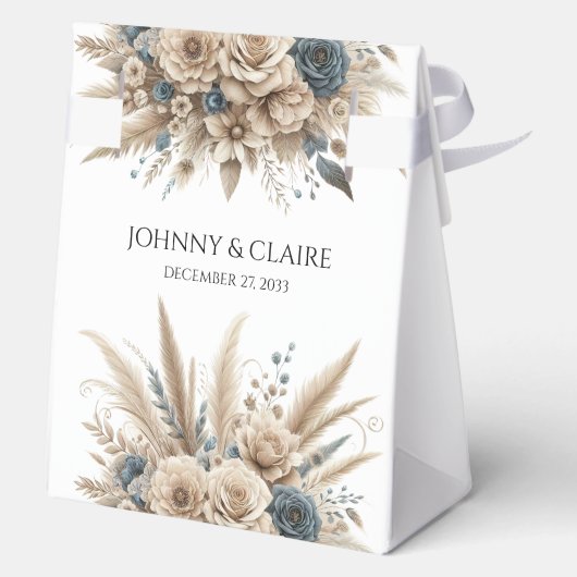 Pampas Grass Simple & Elegant Moder Wedding ScrIpt フェイバーボックス (裏面)