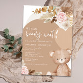 Pampas grass teddy bear gender neutral baby shower 招待状