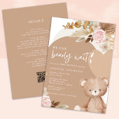 Pampas grass teddy bear gender neutral baby shower 招待状