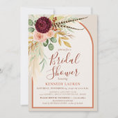 Pampas Grass Terracotta Arch Bridal Shower QR Code 招待状 (正面)