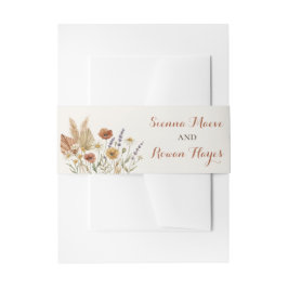 Pampas Grass & Terracotta Boho Wedding Belly Band 招待状ベリーバンド