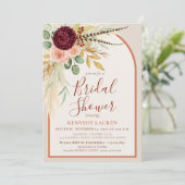 Pampas Grass Terracotta Floral Boho Bridal Shower  招待状 (スタンド正面)