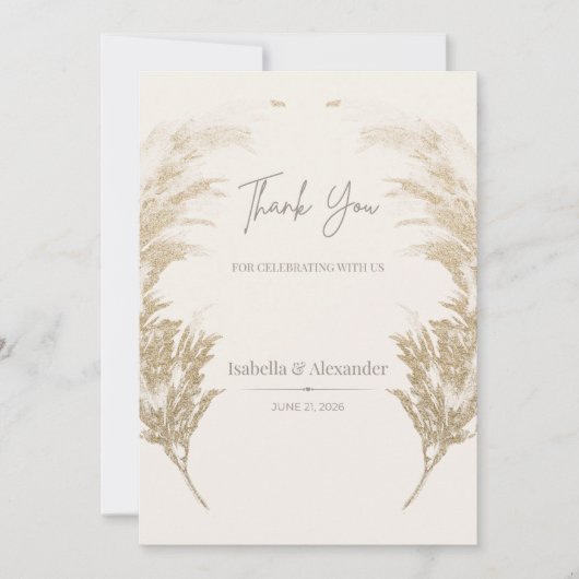 Pampas Grass Thank You Card 招待状 (正面)