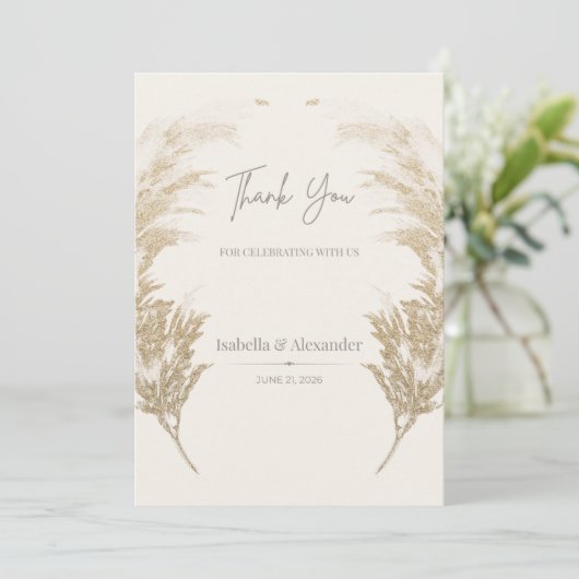 Pampas Grass Thank You Card 招待状 (スタンド正面)