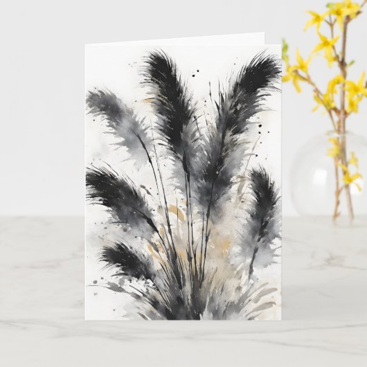 Pampas Grass - Watercolor flowers カード (黄色い花)