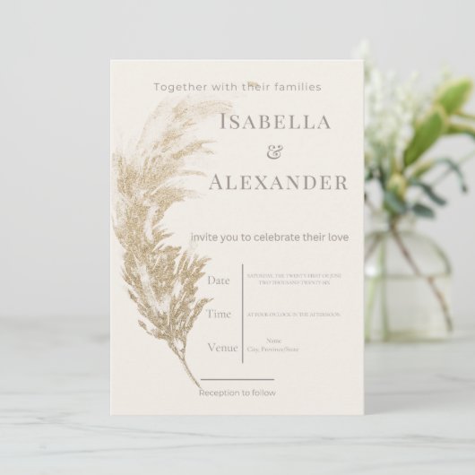 Pampas Grass Wedding Invitation 招待状 (スタンド正面)