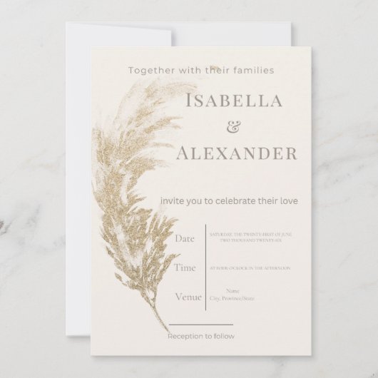 Pampas Grass Wedding Invitation 招待状 (正面)