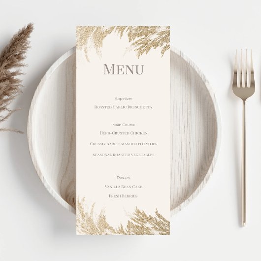 Pampas Grass Wedding Menu Card メニュー