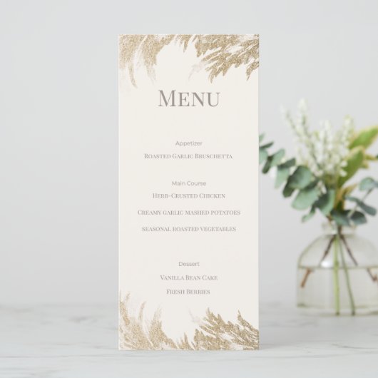 Pampas Grass Wedding Menu Card メニュー (スタンド正面)