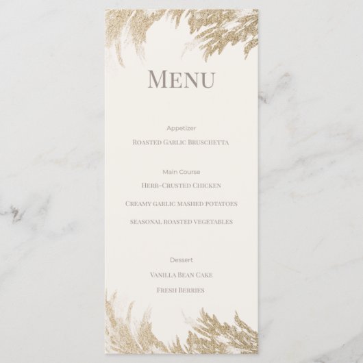 Pampas Grass Wedding Menu Card メニュー (正面)