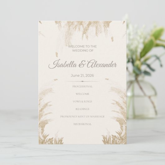 Pampas Grass Wedding Program 招待状 (スタンド正面)