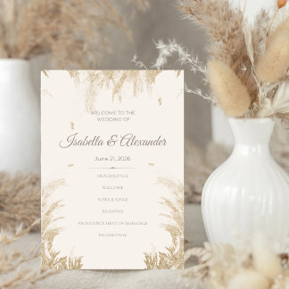 Pampas Grass Wedding Program 招待状