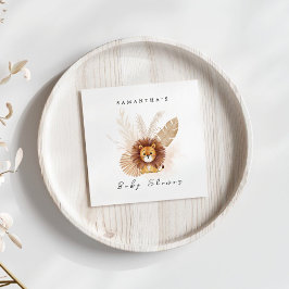 Pampas Lion赤ちゃんシャワー招待ウェルカムサイン スタンダードカクテルナプキン