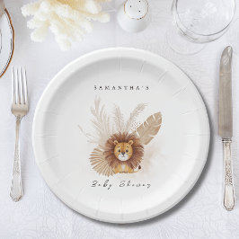 Pampas Lion赤ちゃんシャワー招待ウェルカムサイン ペーパープレート