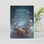 Pampas Rose Ethereal Teal Garden Wedding 招待状 (スタンド正面)