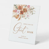 Pampas Terracotta Boho Floral Guest Book Sign 台座サイン (正面)