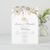Pampas white boho Wedding invitation 招待状 (スタンド正面)
