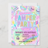Pamper Party Glow Pastel Spa Makeup Birthday Party 招待状 (正面)