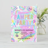 Pamper Party Glow Pastel Spa Makeup Birthday Party 招待状 (スタンド正面)