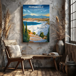 Pamukkale Turkey Travel Poster Canvas Wall Art キャンバスプリント