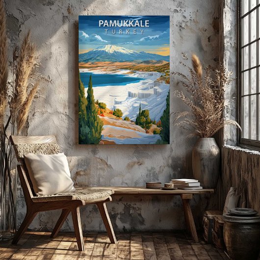 Pamukkale Turkey Travel Poster Canvas Wall Art キャンバスプリント
