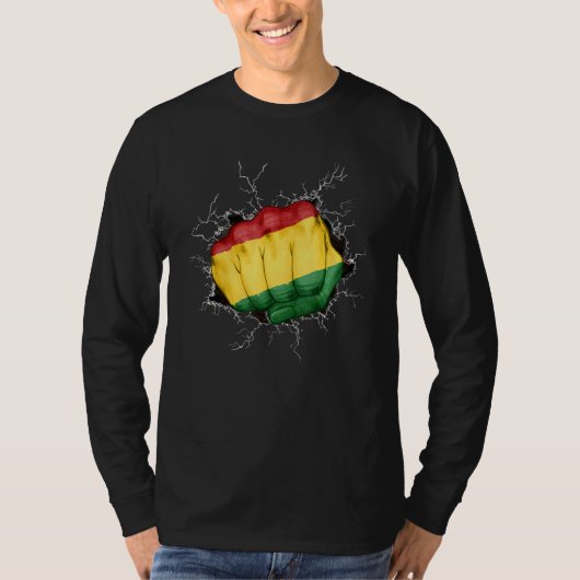 Pan African Fist UNIA Flag African Freedom Black L Tシャツ (正面)