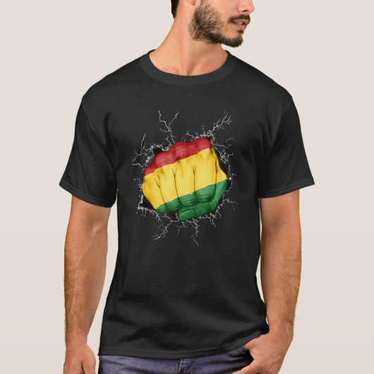 Pan African Fist UNIA Flag African Freedom Black L Tシャツ (正面)