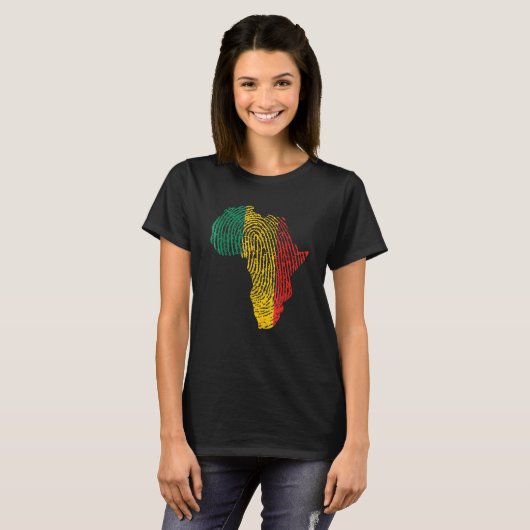 Pan African Flag Fingerprint Black History Month P Tシャツ (正面フル)