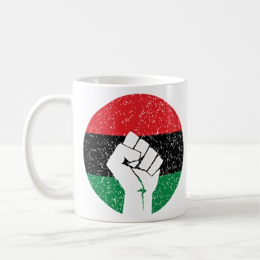 Pan African flag Fist, Afro American Black history コーヒーマグカップ (左)