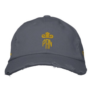 PAN-Cap-blue x gold 刺繍入りキャップ