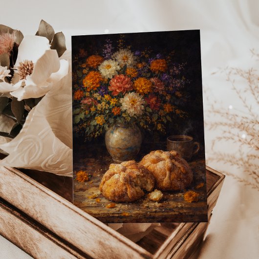 Pan de Muerto Floral Still Life Art Postcard ポストカード