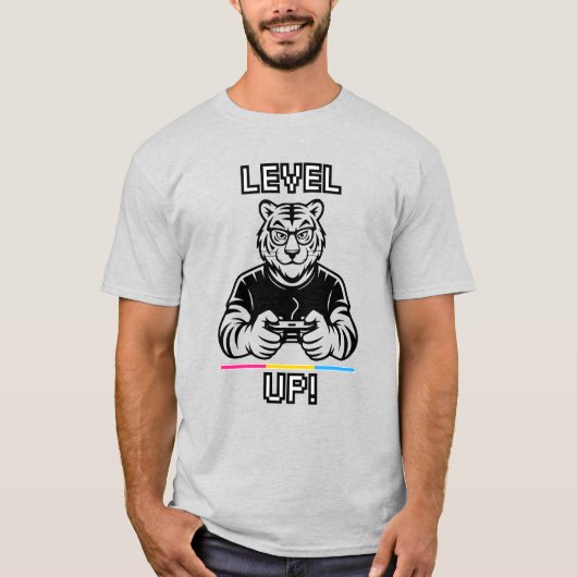 Pan Pride Gaymer Tiger Level Up Tee - Gamer Tshirt Tシャツ (正面)