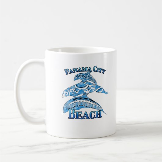 Panama City Beach Florida Vacation Tribal Dolphins コーヒーマグカップ (左)