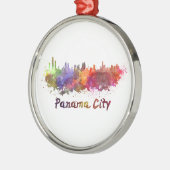 Panama City skyline in watercolor メタルオーナメント (左)