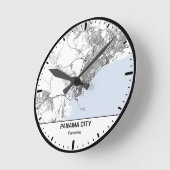 Panama Clock City Line Art ラウンド壁時計 (傾斜)
