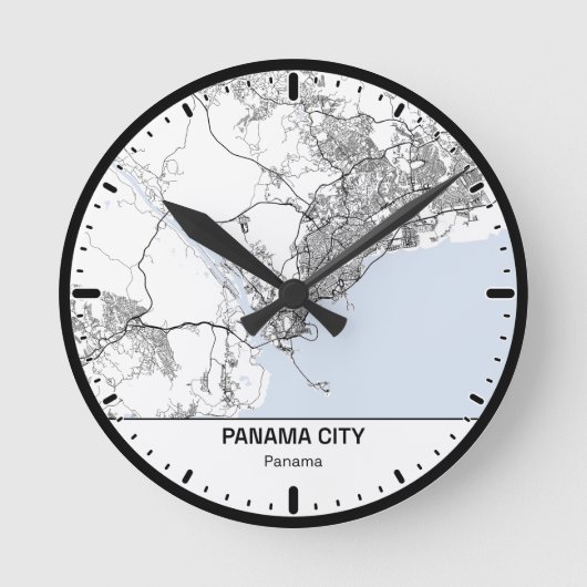 Panama Clock City Line Art ラウンド壁時計 (正面)