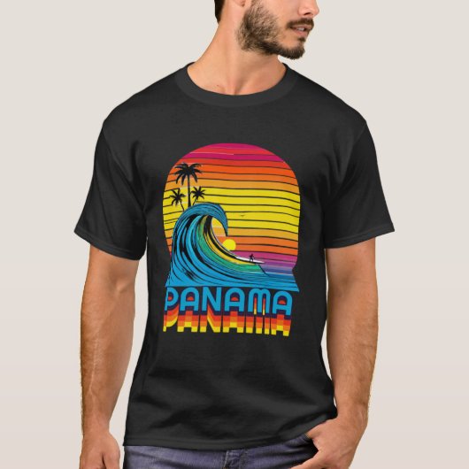 Panama Retro Throwback Surf & Beach Souvenir Tシャツ (正面)