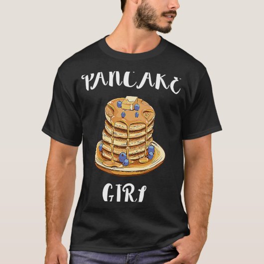 Pancake Girl Eating Sweet Food Breakfast Fluffy Br Tシャツ (正面)