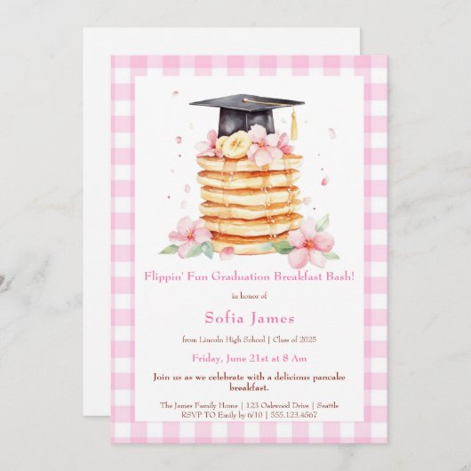 Pancake Graduation Breakfast Celebration  招待状 (正面/裏面)