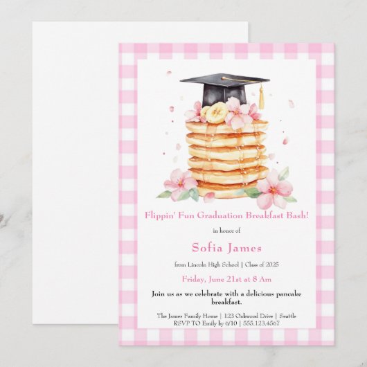 Pancake Graduation Breakfast Celebration  招待状 (正面/裏面)