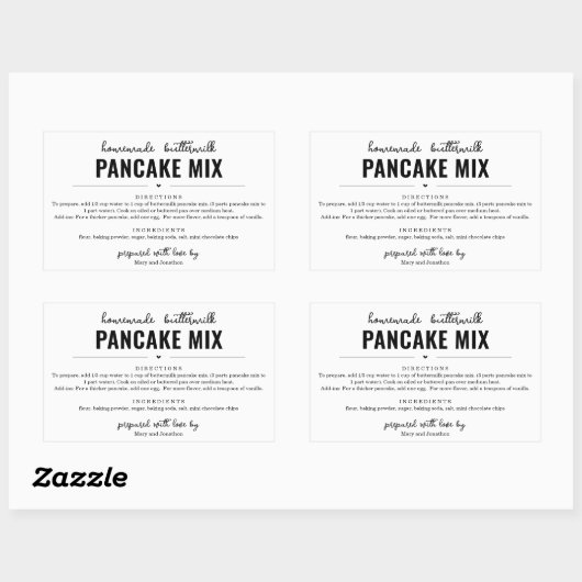 Pancake Mix Gift Label 長方形シール (シート)