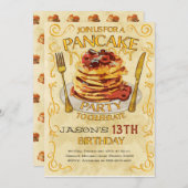 Pancake Party Invitation, Birthday Party  招待状 (正面/裏面)