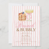 Pancake Pink Brunch & Bubbly Bridal Shower  招待状 (正面)