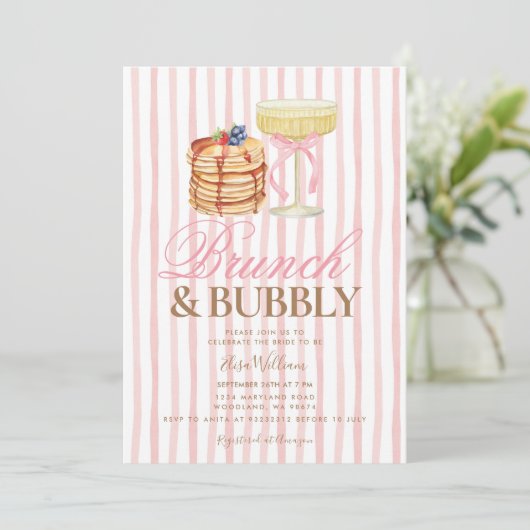 Pancake Pink Brunch & Bubbly Bridal Shower  招待状 (スタンド正面)