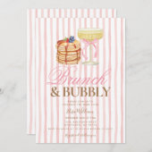 Pancake Pink Brunch & Bubbly Bridal Shower 招待状 (正面/裏面)