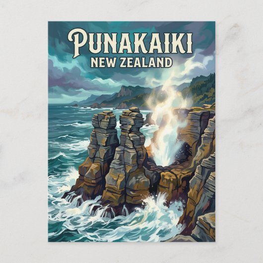 Pancake Rocks New Zealand ポストカード (正面)